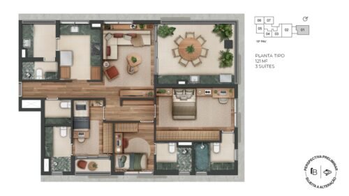07 - PLANTA TIPO - 121 M²