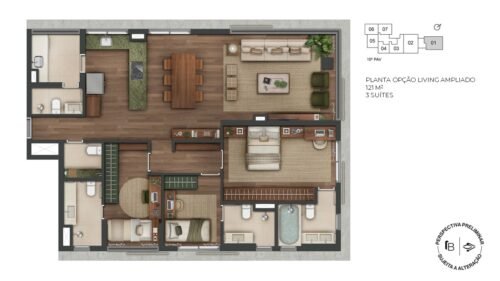 08 - PLANTA OPÇÃO - 121 M²